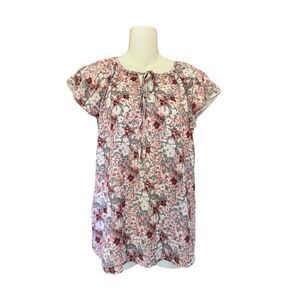 Women’s Floral Dress small – Gray & Red Print – Flutter Cap Sleeve – NWT spring
